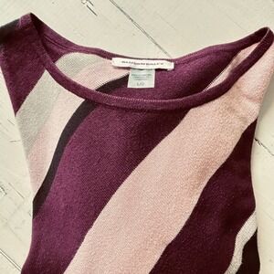 Allison Daley Top L Purple Diagonal Stripe 3/4‎ Sleeve Knit Lightweight